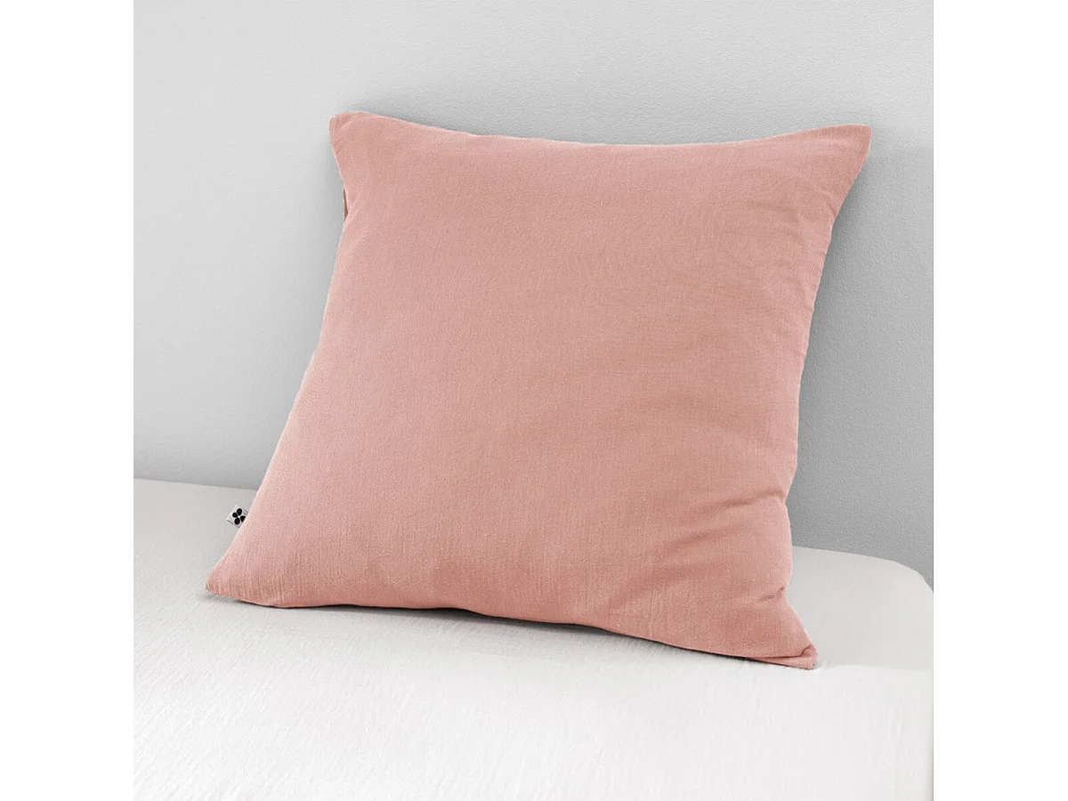 OUREA - Taie d'Oreiller 60x60cm Gaze de Coton Rose Pêche