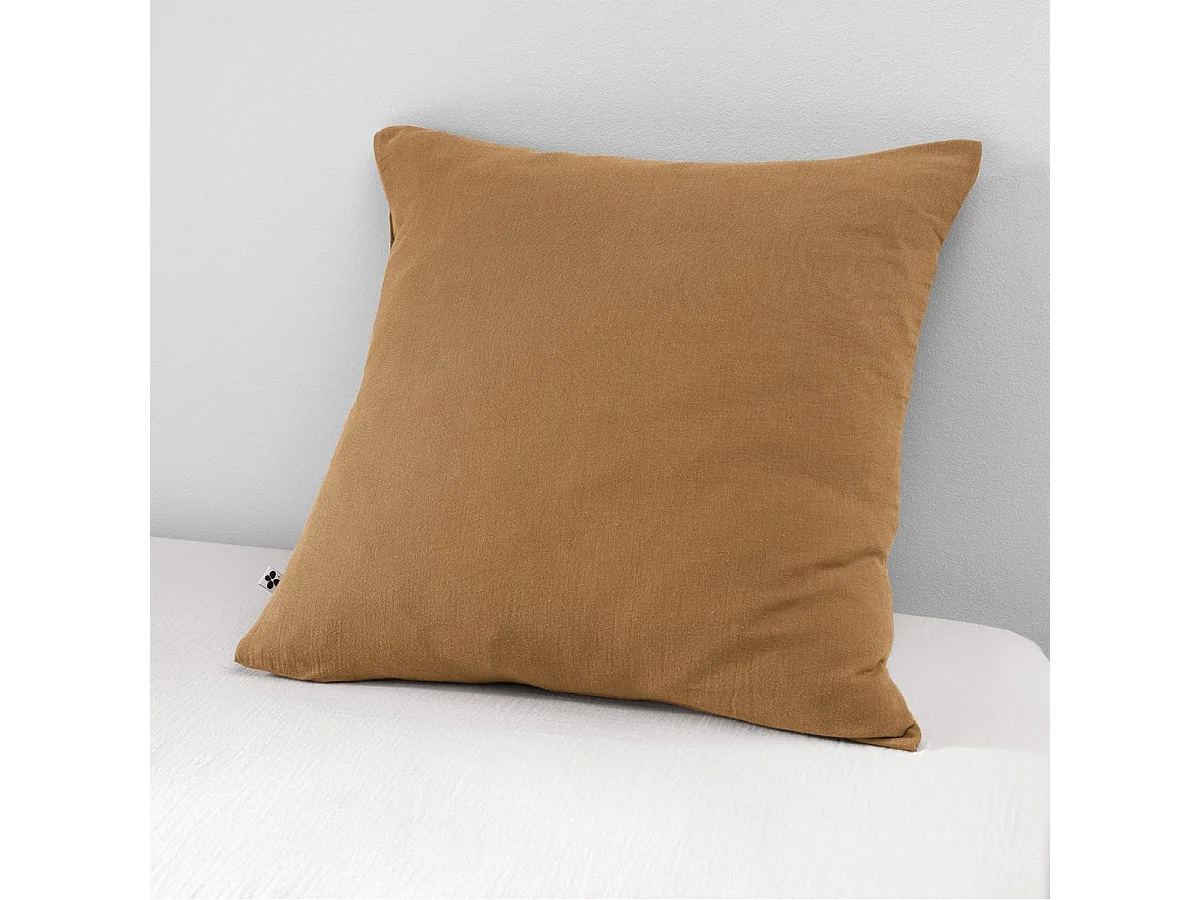 OUREA - Taie d'Oreiller 60x60cm Gaze de Coton Camel