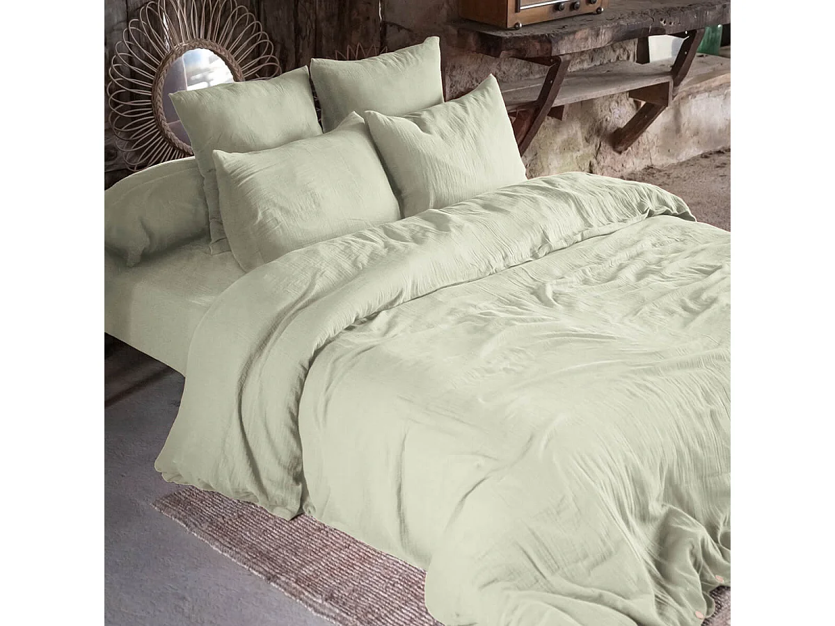 OUREA - Taie d'Oreiller 50x70cm Gaze de Coton Vert d'Eau