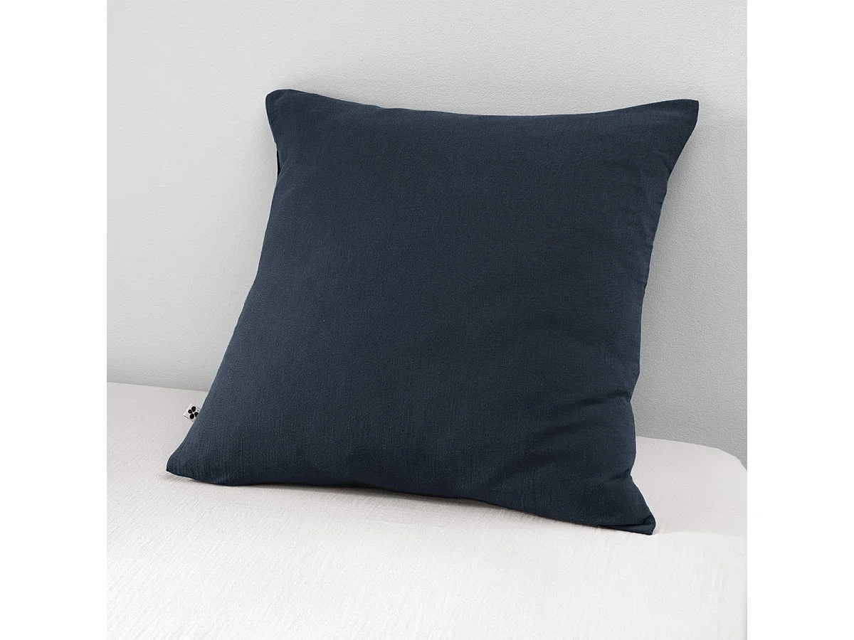 OUREA - Taie d'Oreiller 60x60cm Gaze de Coton Minuit