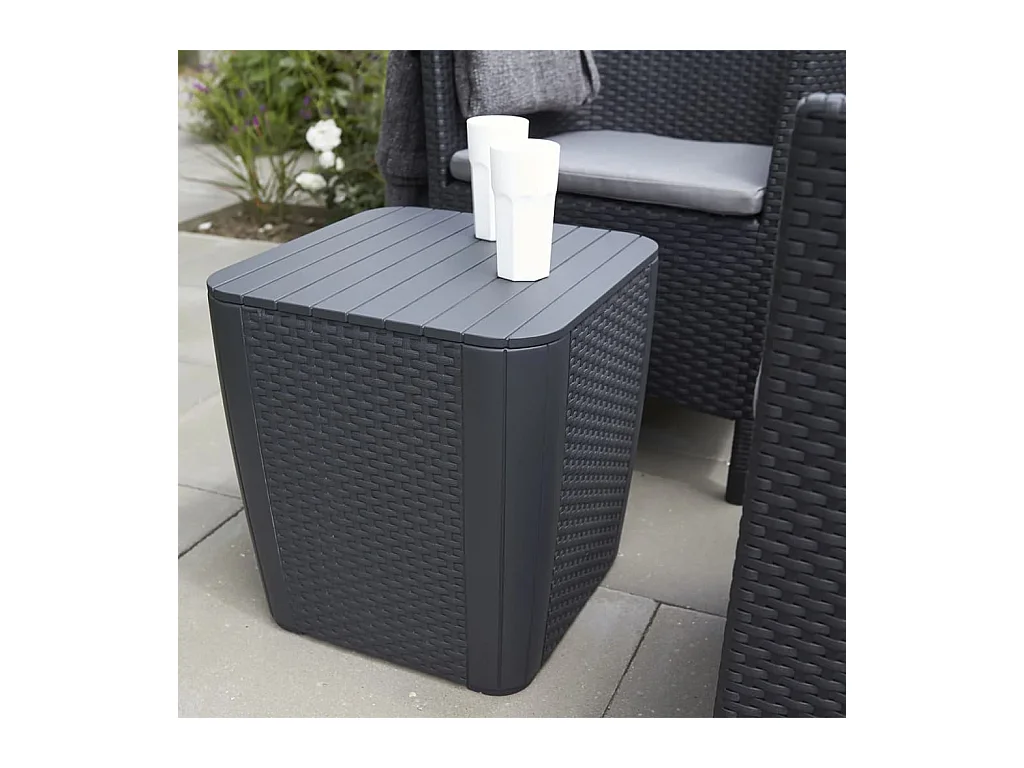 Table d'appoint de jardin Luzon Osier plat Graphite