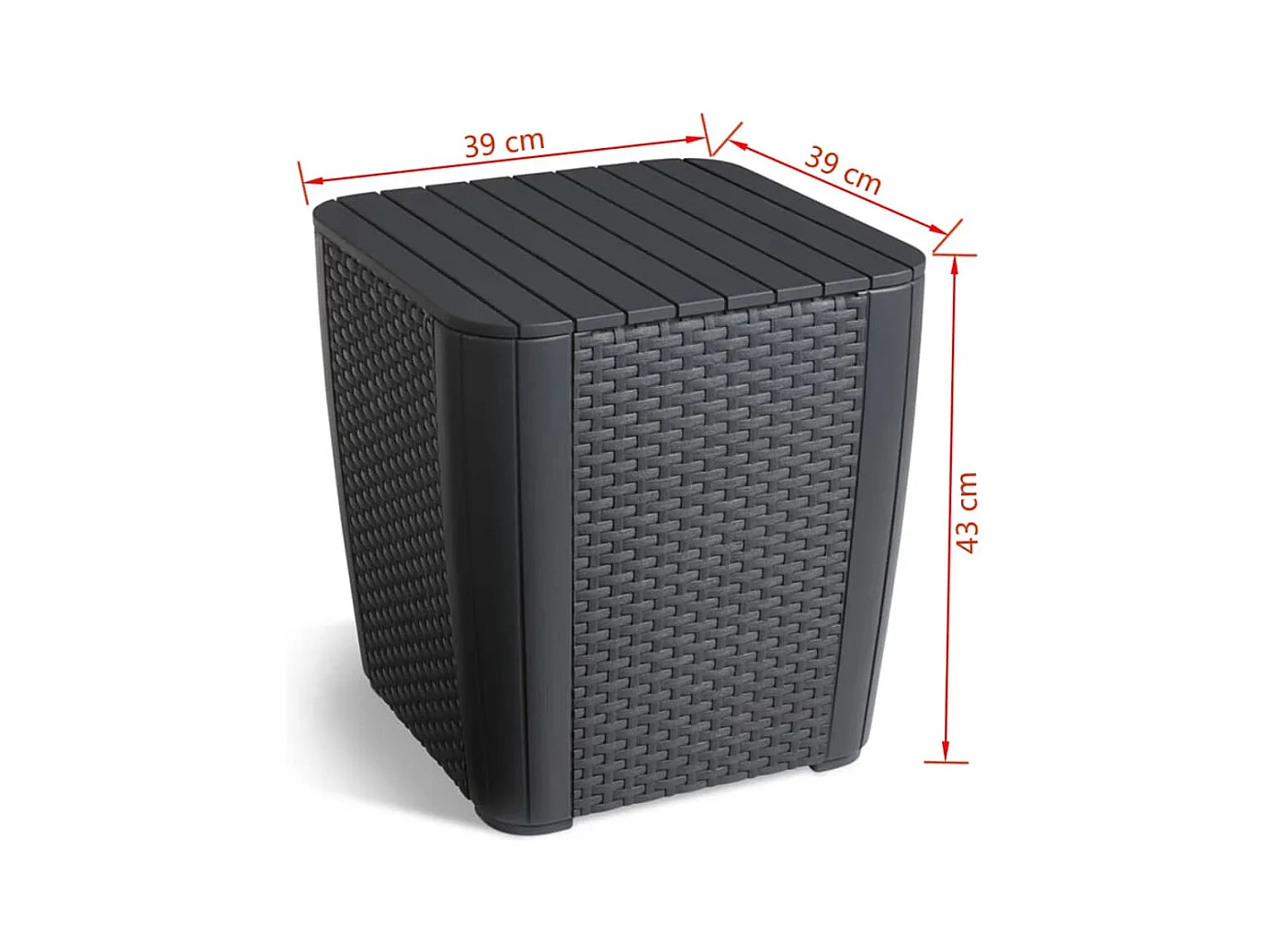Table d'appoint de jardin Luzon Osier plat Graphite