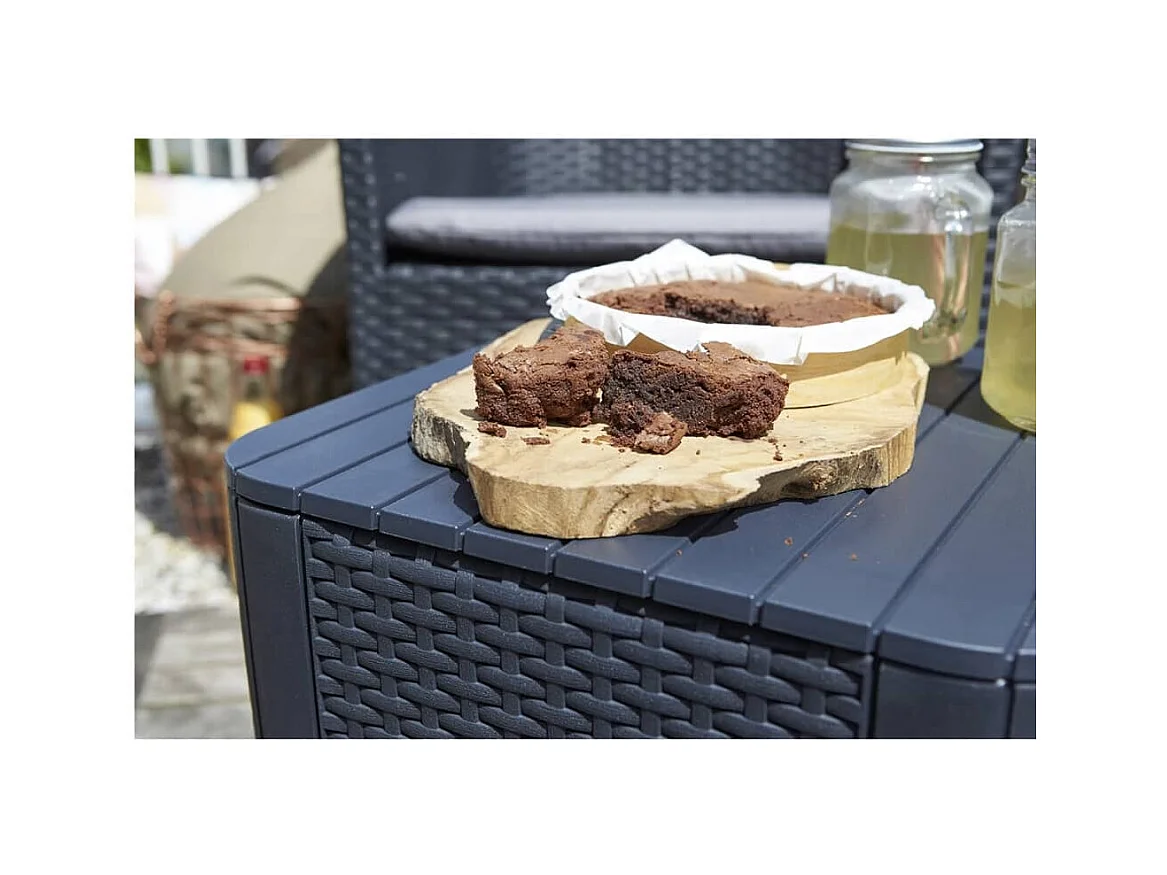 Table d'appoint de jardin Luzon Osier plat Graphite