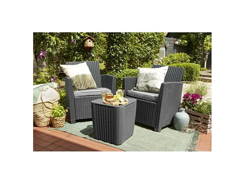 Table d'appoint de jardin Luzon Osier plat Graphite