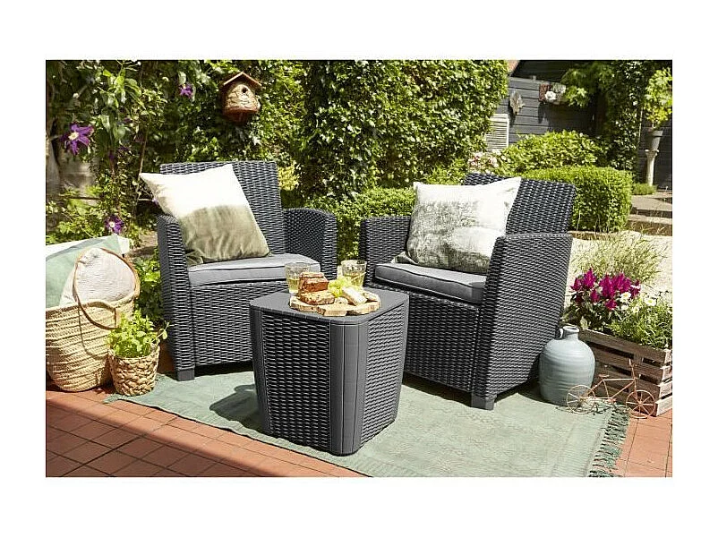 Table d'appoint de jardin Luzon Osier plat Graphite