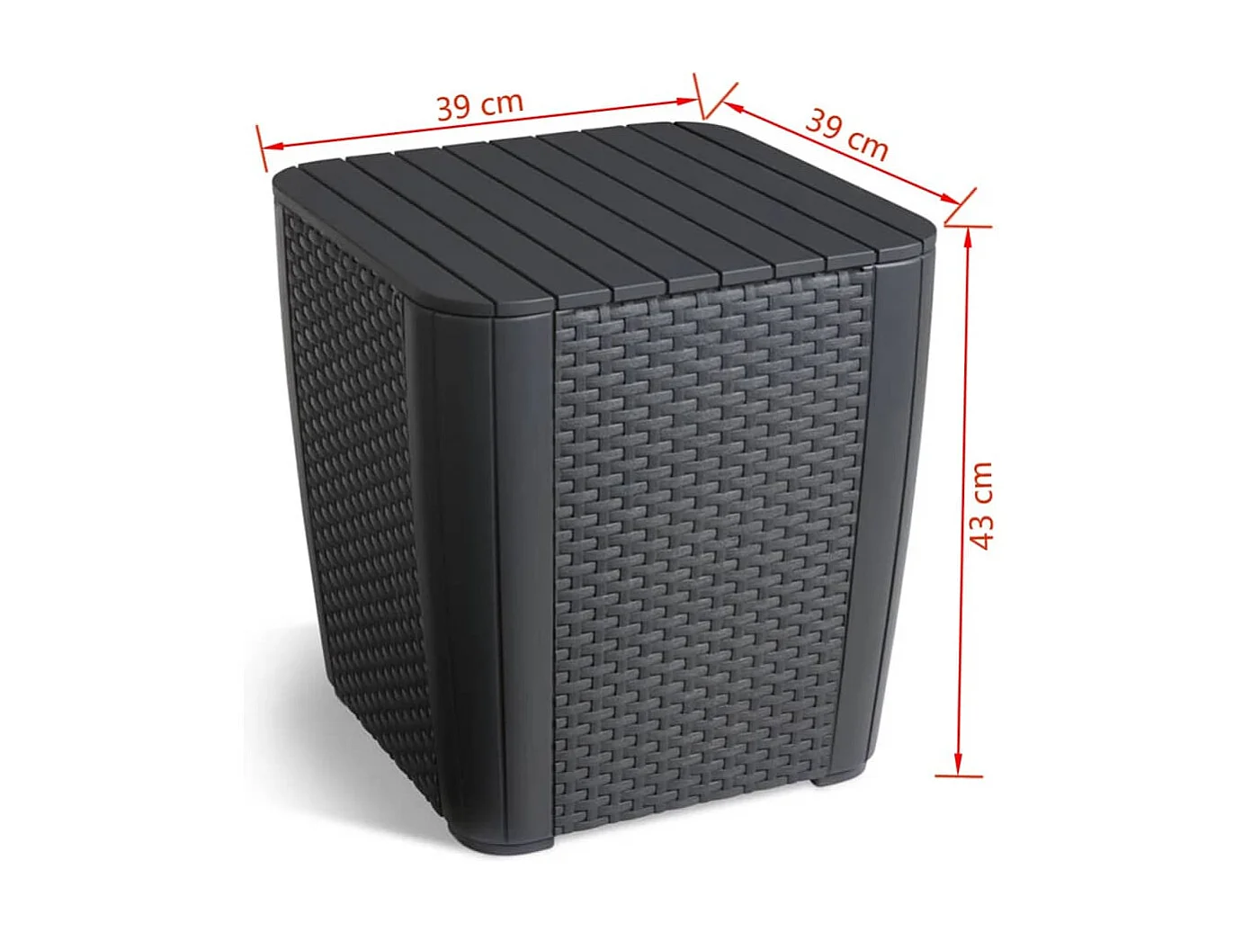 Table d'appoint de jardin Luzon Osier plat Graphite