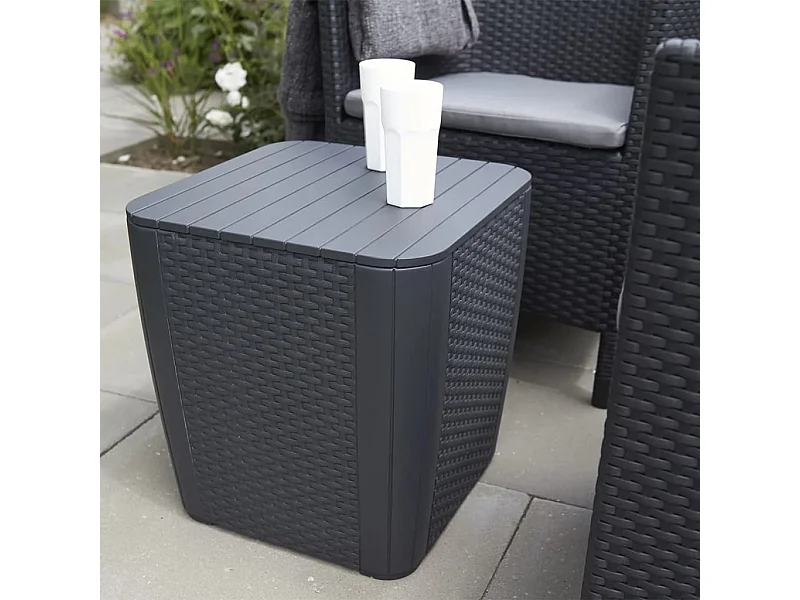 Garten-Beistelltisch Luzon Rattan-Optik Flach Graphitgrau