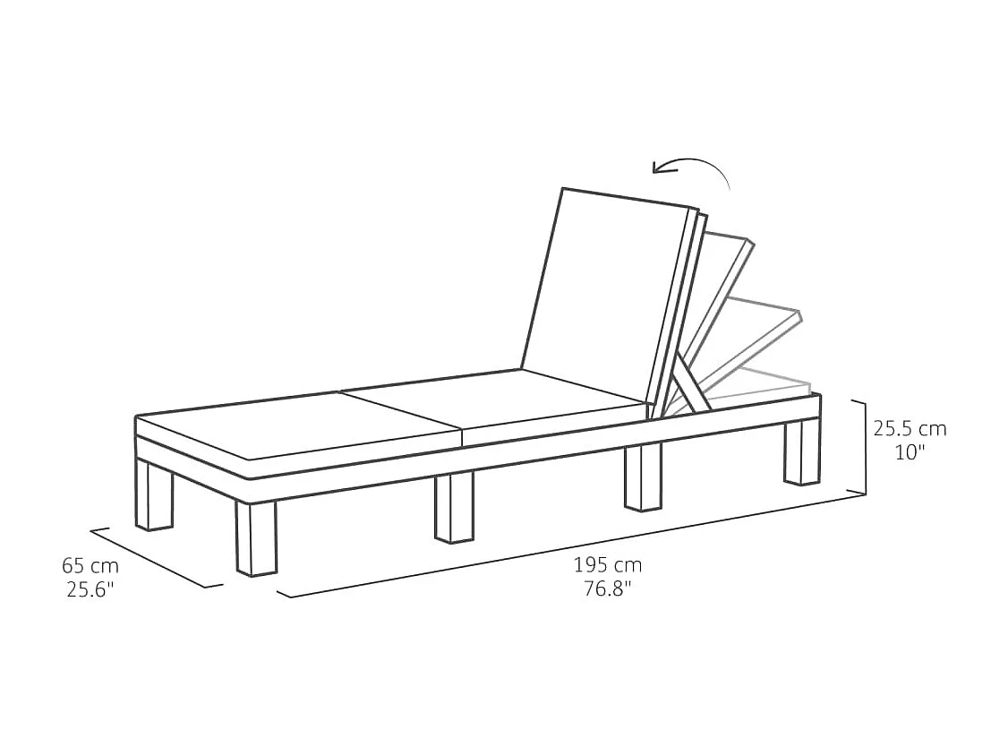 Chaise longue en imitation résine tressée ALLIBERT avec coussins - 4 positions - Daytona - Beige