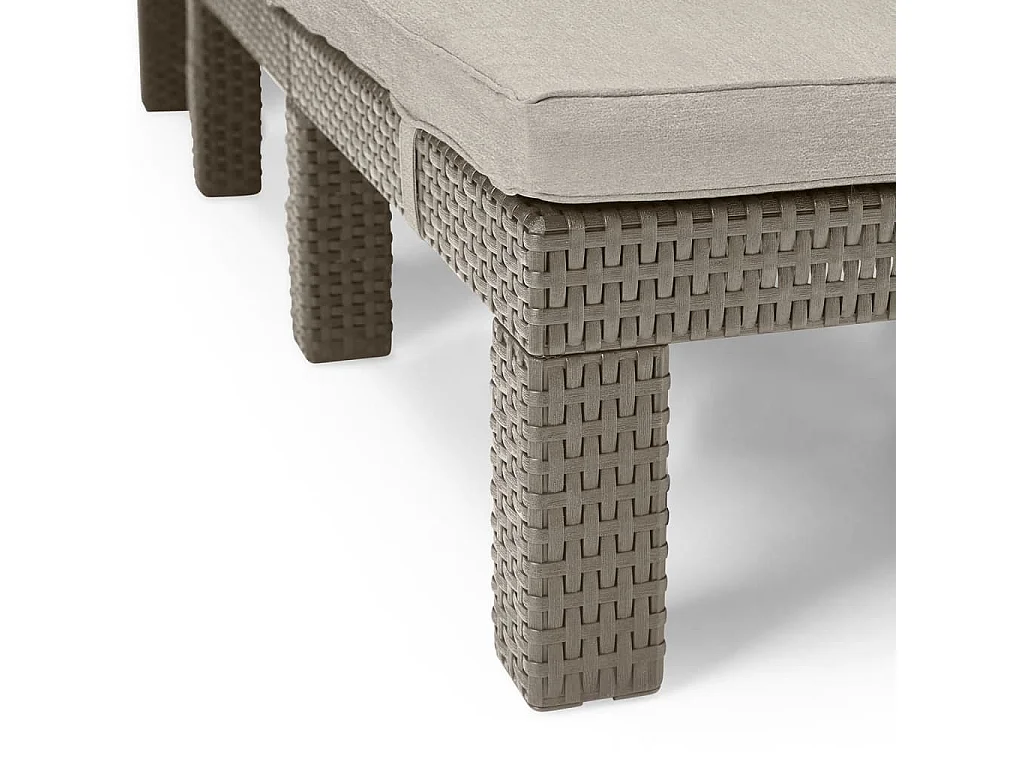 Chaise longue en imitation résine tressée ALLIBERT avec coussins - 4 positions - Daytona - Beige