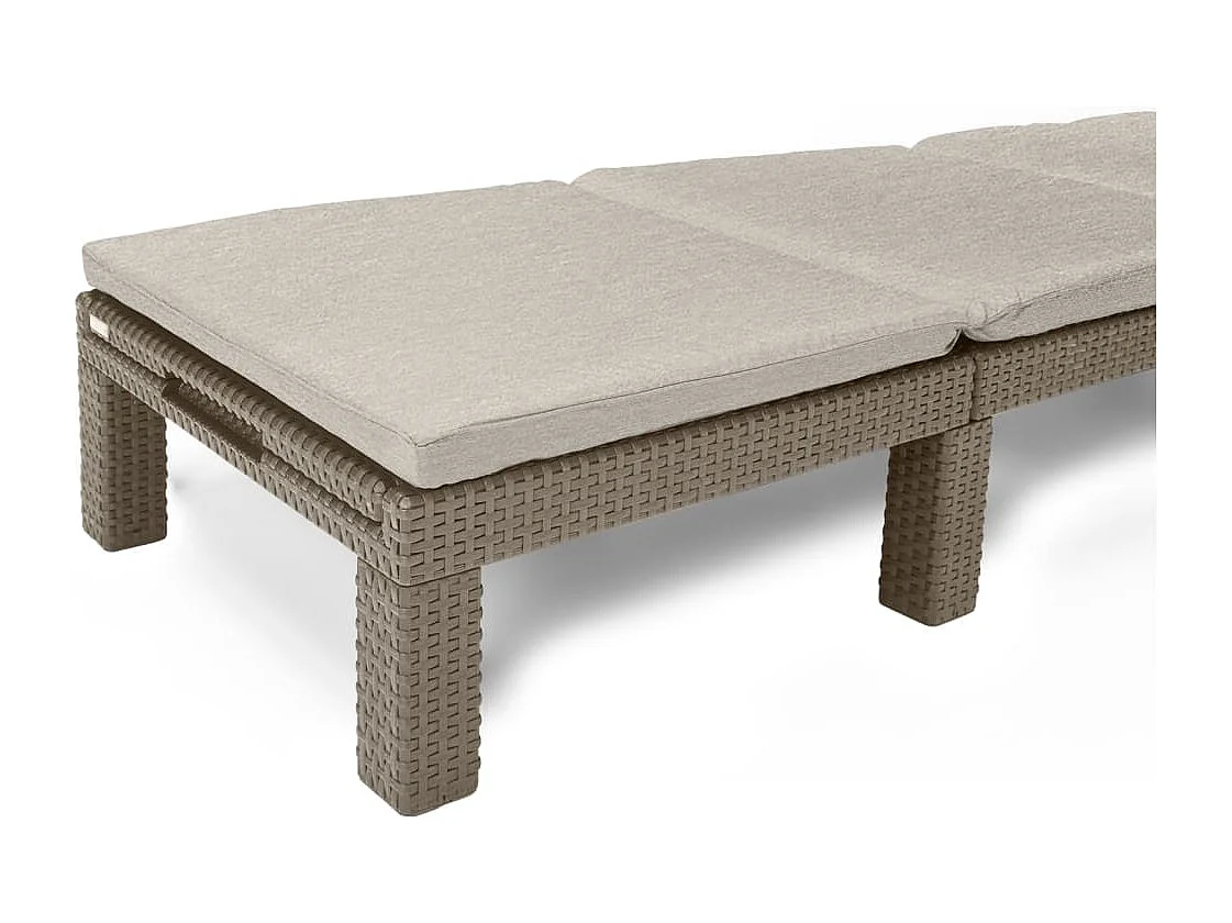 Chaise longue en imitation résine tressée ALLIBERT avec coussins - 4 positions - Daytona - Beige