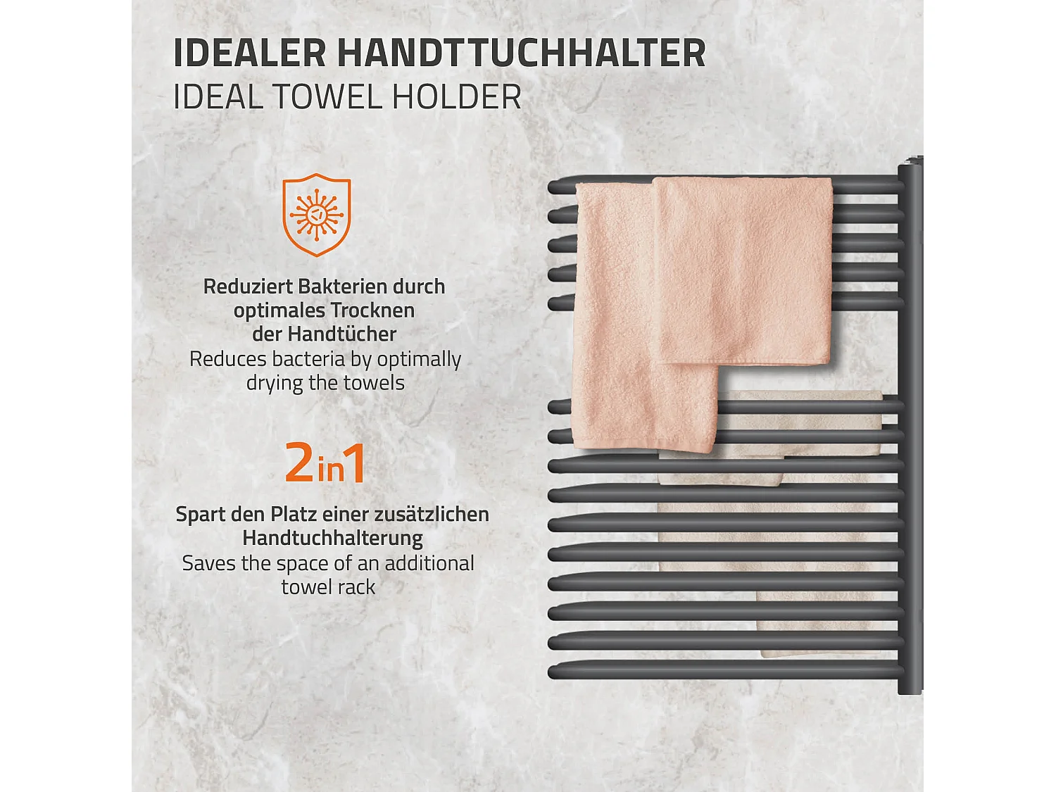 Radiateur Partition anthracite 500x800 mm sèche-serviettes moderne salle de bain