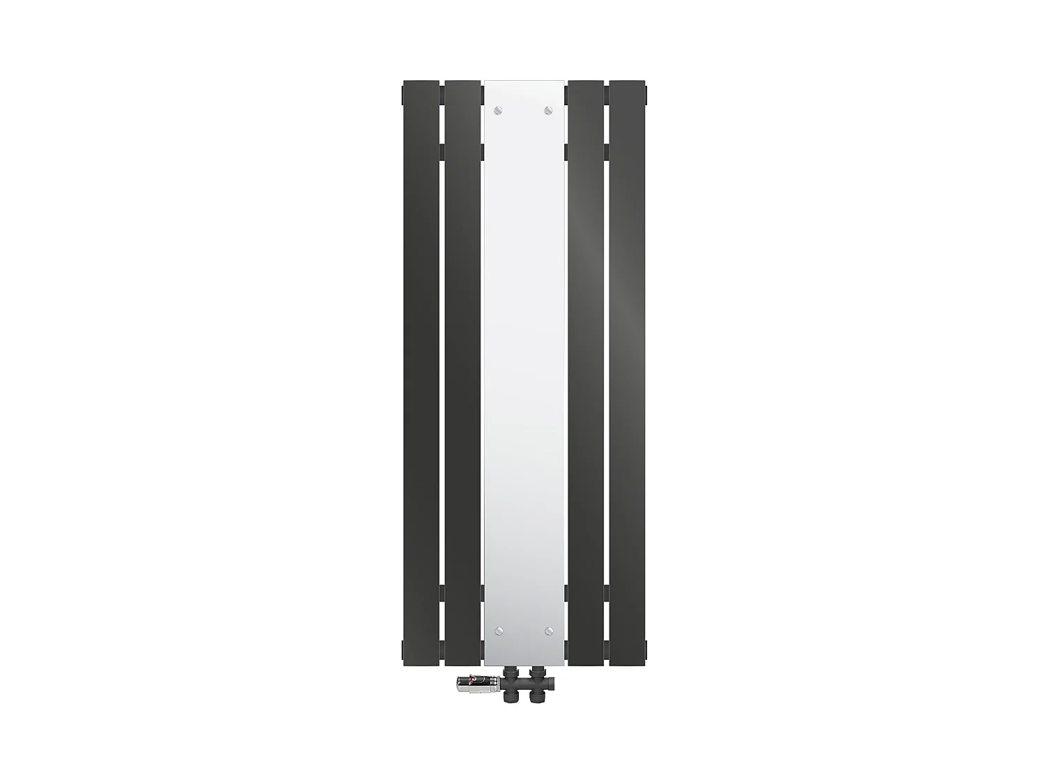 Radiateur anthracite salle de bain 450x1200 mm miroir raccord central au sol