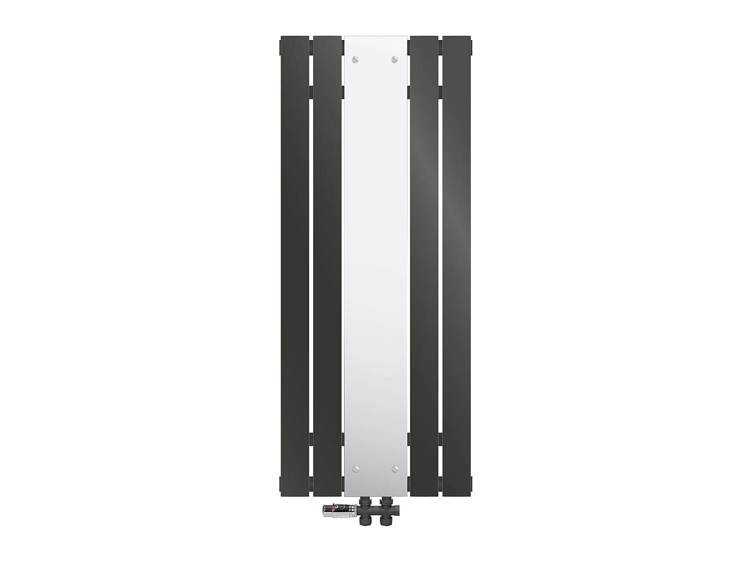 Radiateur anthracite salle de bain 450x1200 mm miroir raccord central au sol