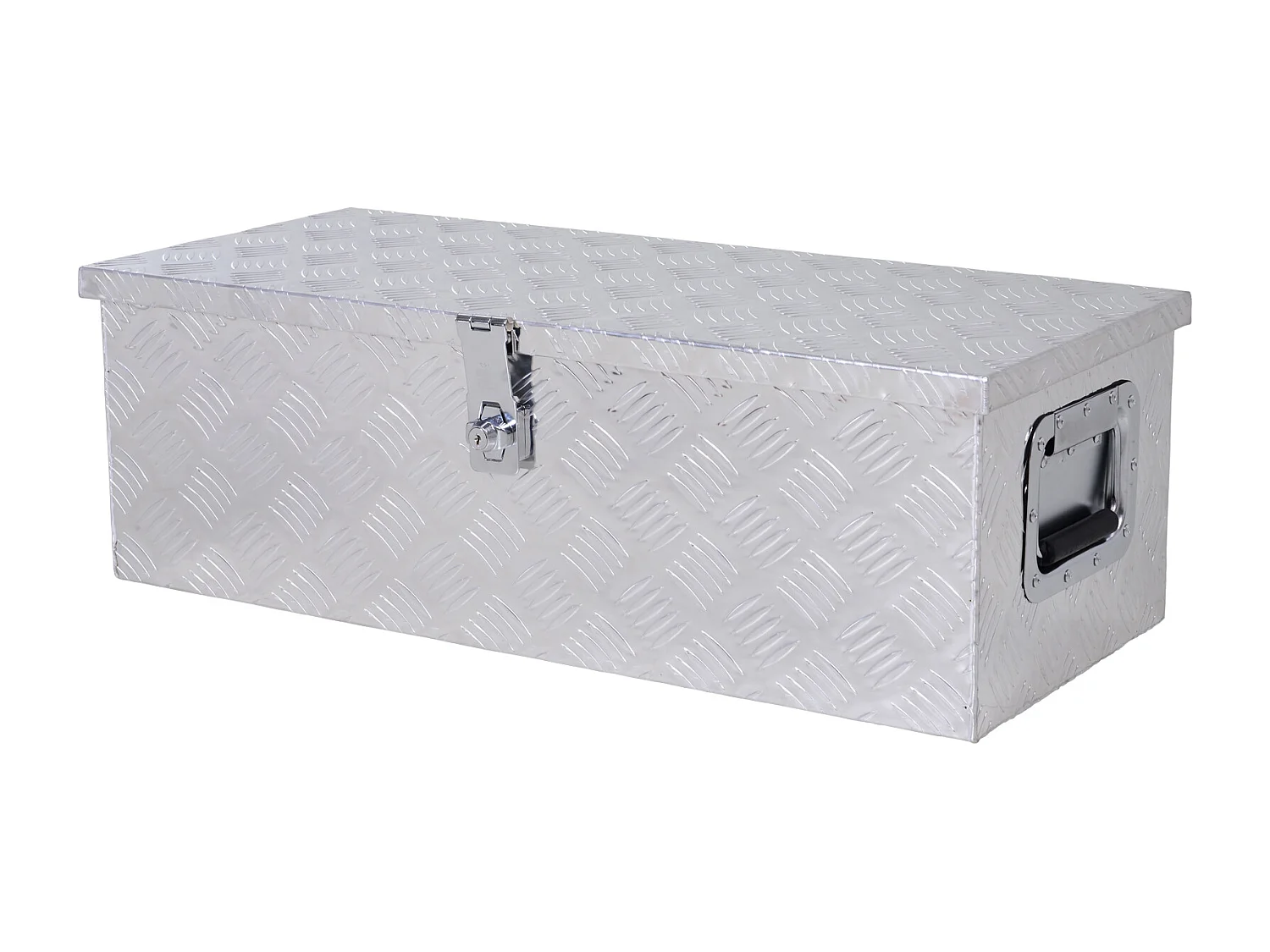 HOMCOM Boite de rangement - boîte à outils en aluminium - caisse à outil alu. poignées rétractables verrouillage clé dim. 76L x 33l x 25H cm