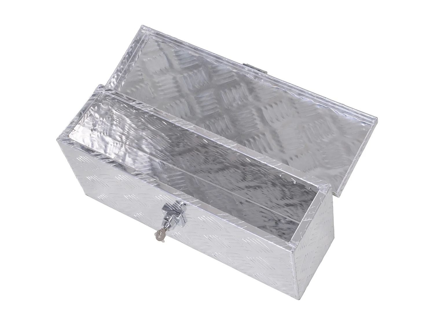 HOMCOM Boite de rangement - boîte à outils en aluminium - caisse à outil alu. verrouillage clé dim. 50L x 15,5l x 20,5H cm