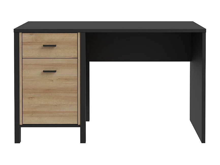 Bureau 120 cm 1 porte 1 tiroir décor bois chêne et noir - MODE