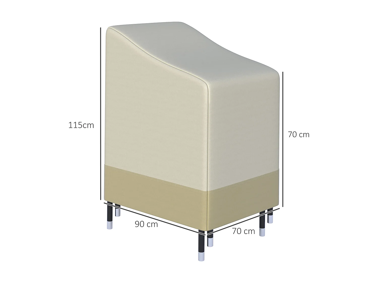 Housse de protection chaises de jardin empilables bâche étanche 70L x 90l x 115H cm oxford haute densité 600D beige café