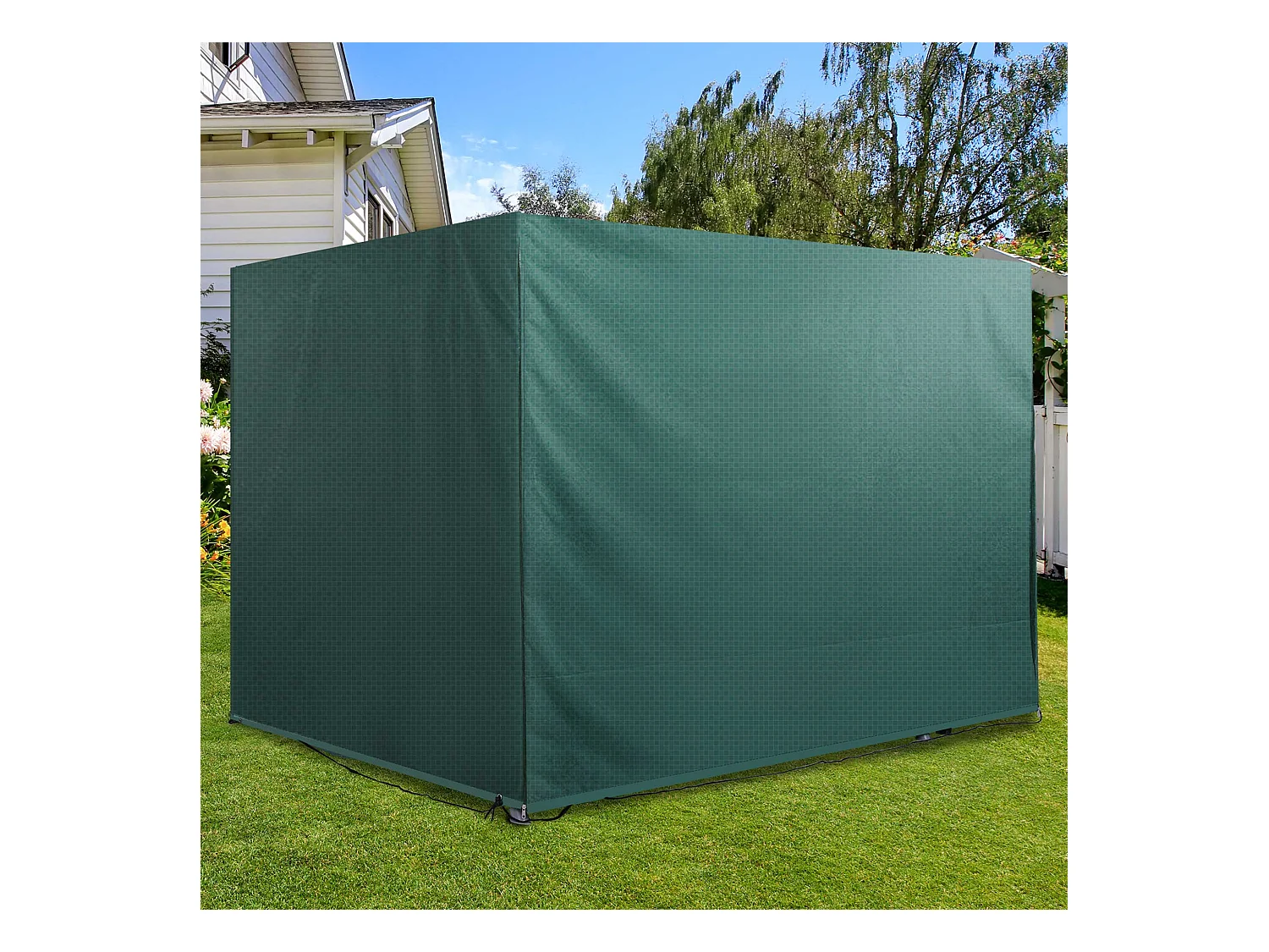 Housse de protection balancelle de jardin bâche étanche dim. 2,15L x 1,55l x 1,5H m PE vert