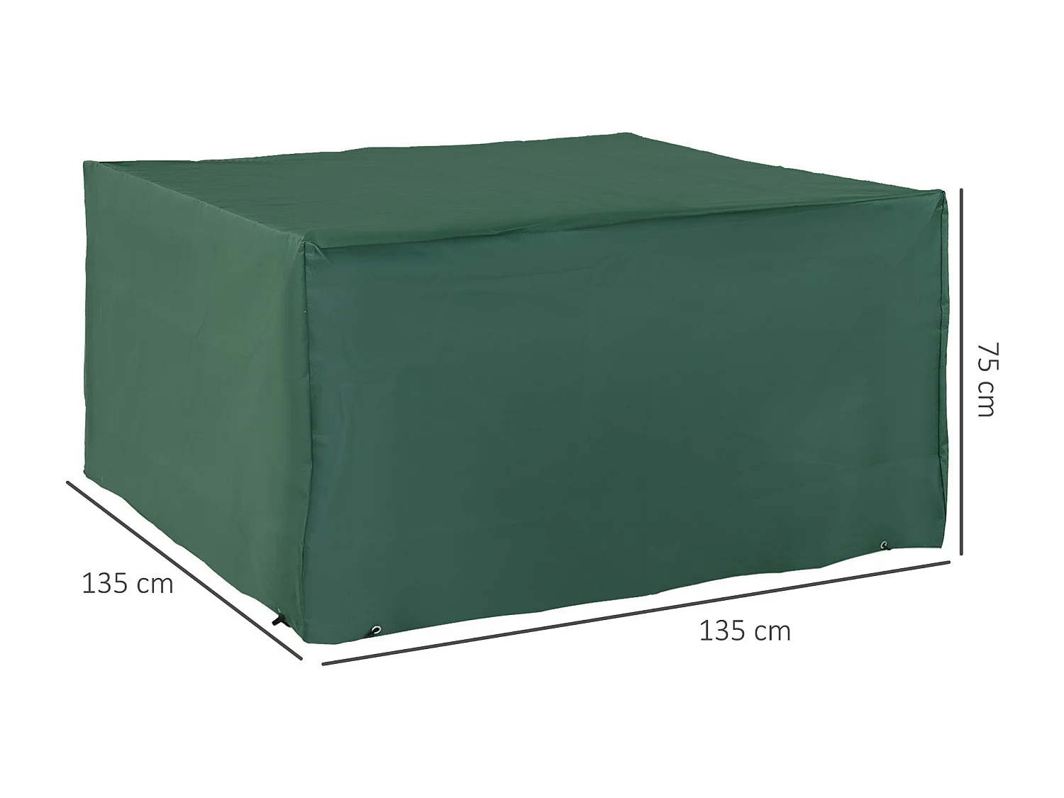 Housse de protection etanche pour meuble salon de jardin rectangulaire 135L x 135l x 75H cm vert