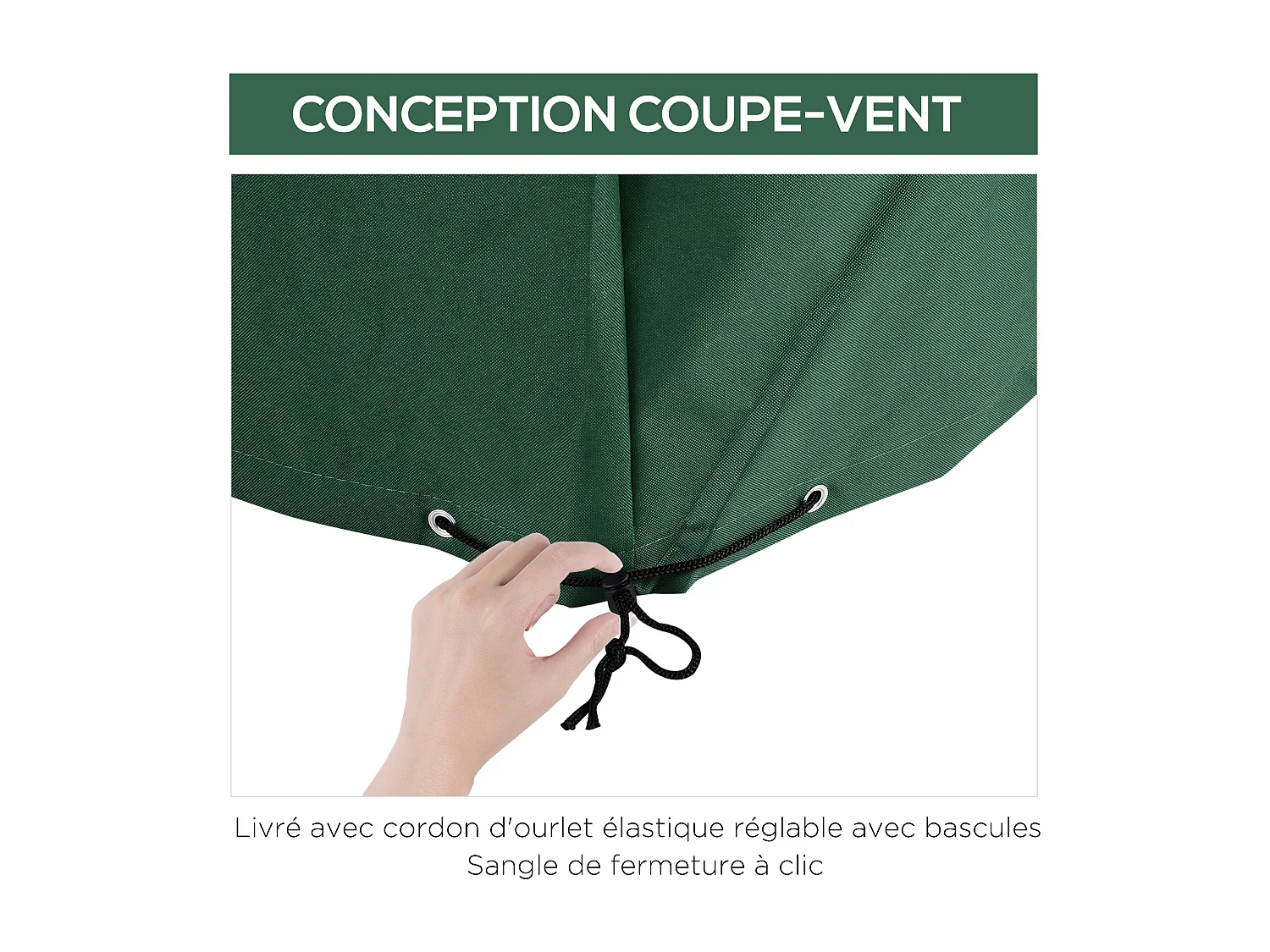 Housse de protection etanche pour meuble salon de jardin rectangulaire 135L x 135l x 75H cm vert