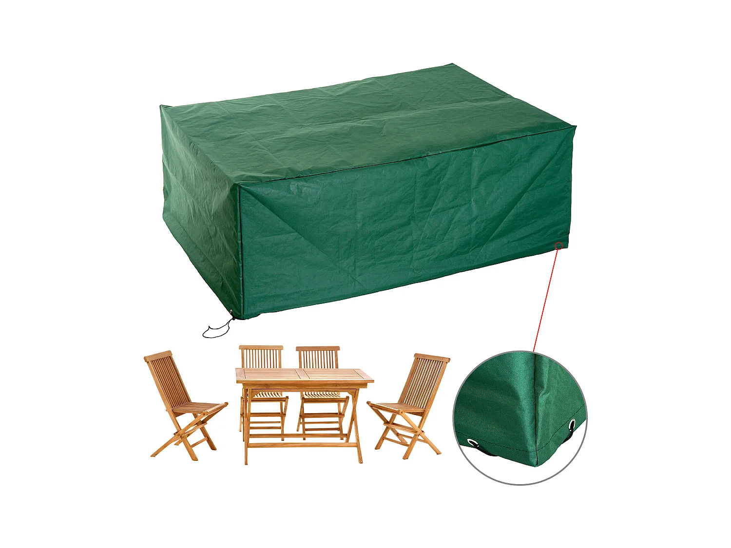 Housse de protection etanche pour meuble salon de jardin rectangulaire 210L x 140l x 80H cm vert
