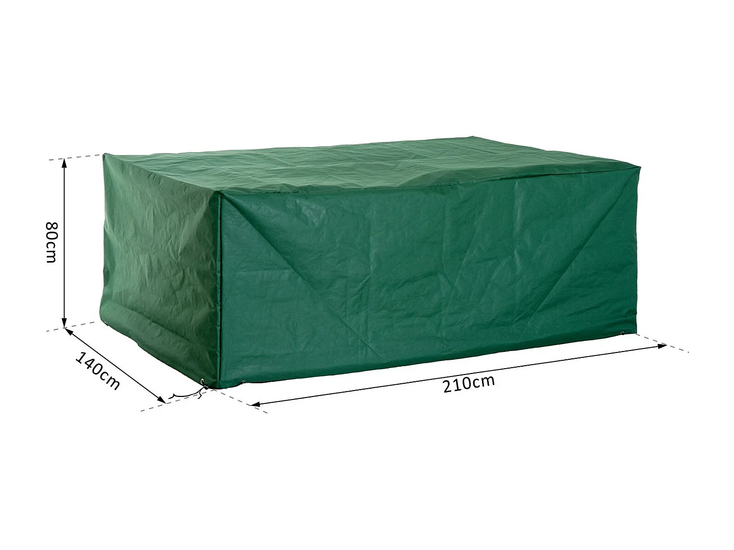 Housse de protection etanche pour meuble salon de jardin rectangulaire 210L x 140l x 80H cm vert