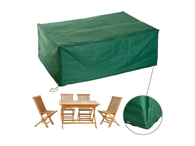Housse de protection etanche pour meuble salon de jardin rectangulaire 210L x 140l x 80H cm vert
