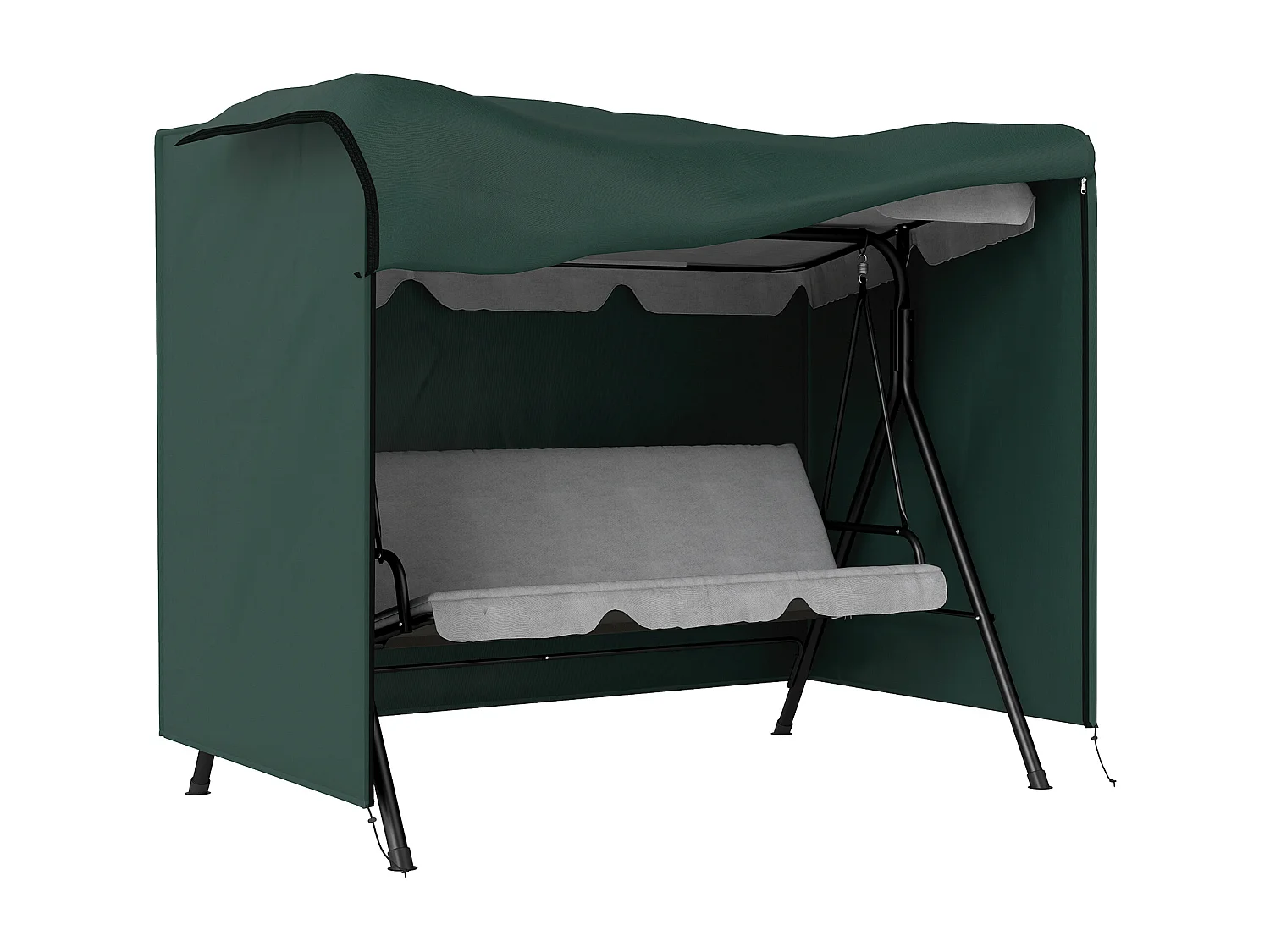 Housse de protection balancelle de jardin 3 places bâche étanche dim. 2,05L x 1,24l x 1,64H m polyester PVC haute densité vert