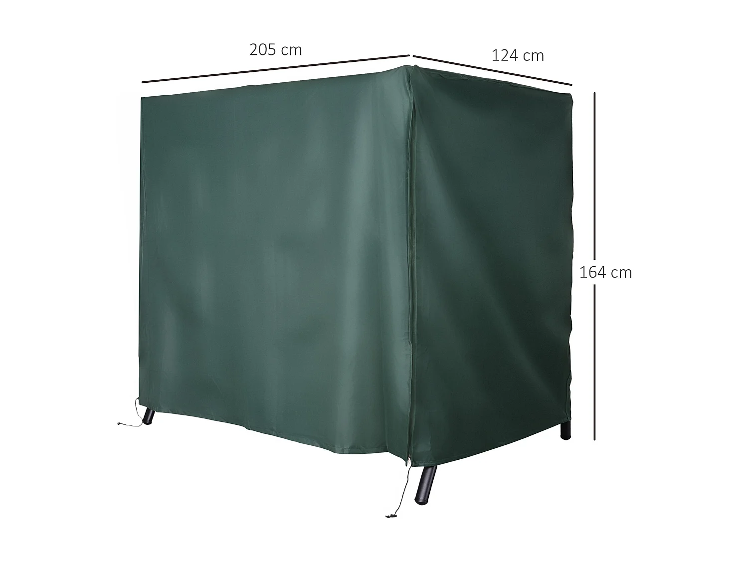 Housse de protection balancelle de jardin 3 places bâche étanche dim. 2,05L x 1,24l x 1,64H m polyester PVC haute densité vert