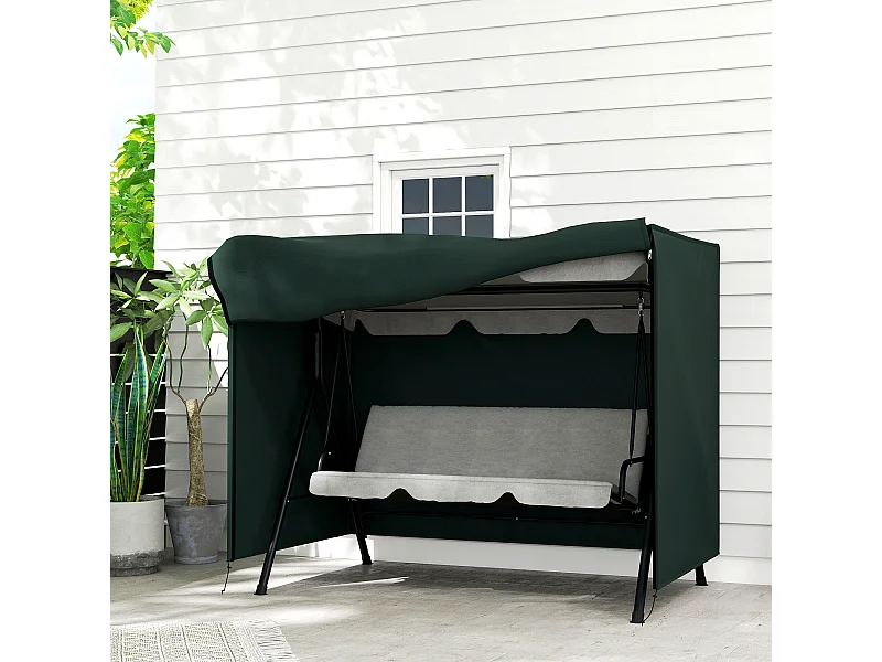 Housse de protection balancelle de jardin 3 places bâche étanche dim. 2,05L x 1,24l x 1,64H m polyester PVC haute densité vert