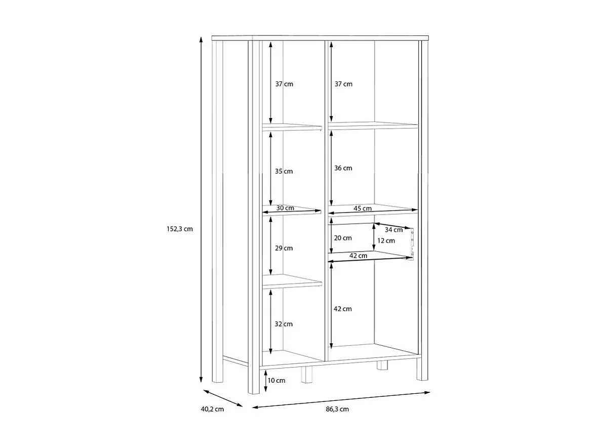 Bibliothèque 152 cm 1 porte 1 tiroir décor bois chêne et noir - MODE