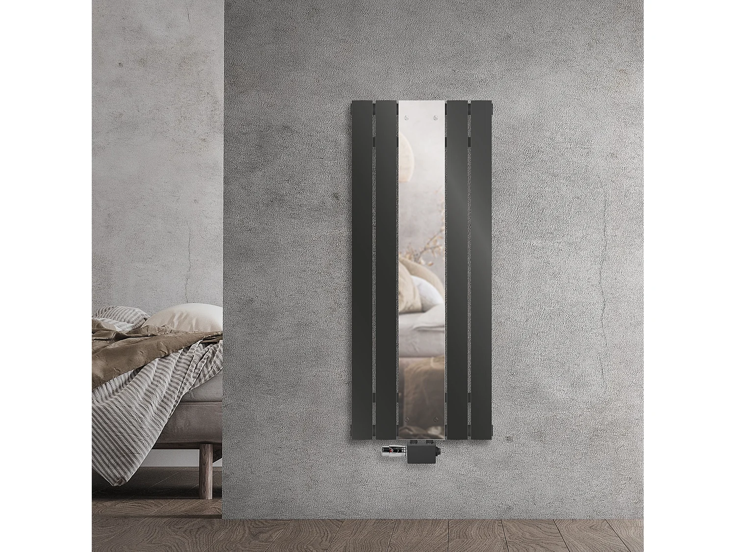 Radiador de baño con espejo antracita toallero conexión universal 450x1200 mm