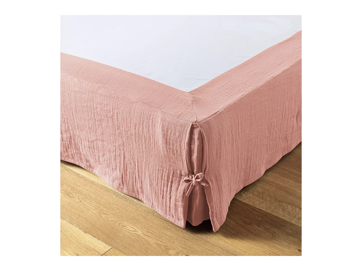 OUREA - Cache-Sommier à Nouettes 90x190cm Gaze de Coton Rose Pêche