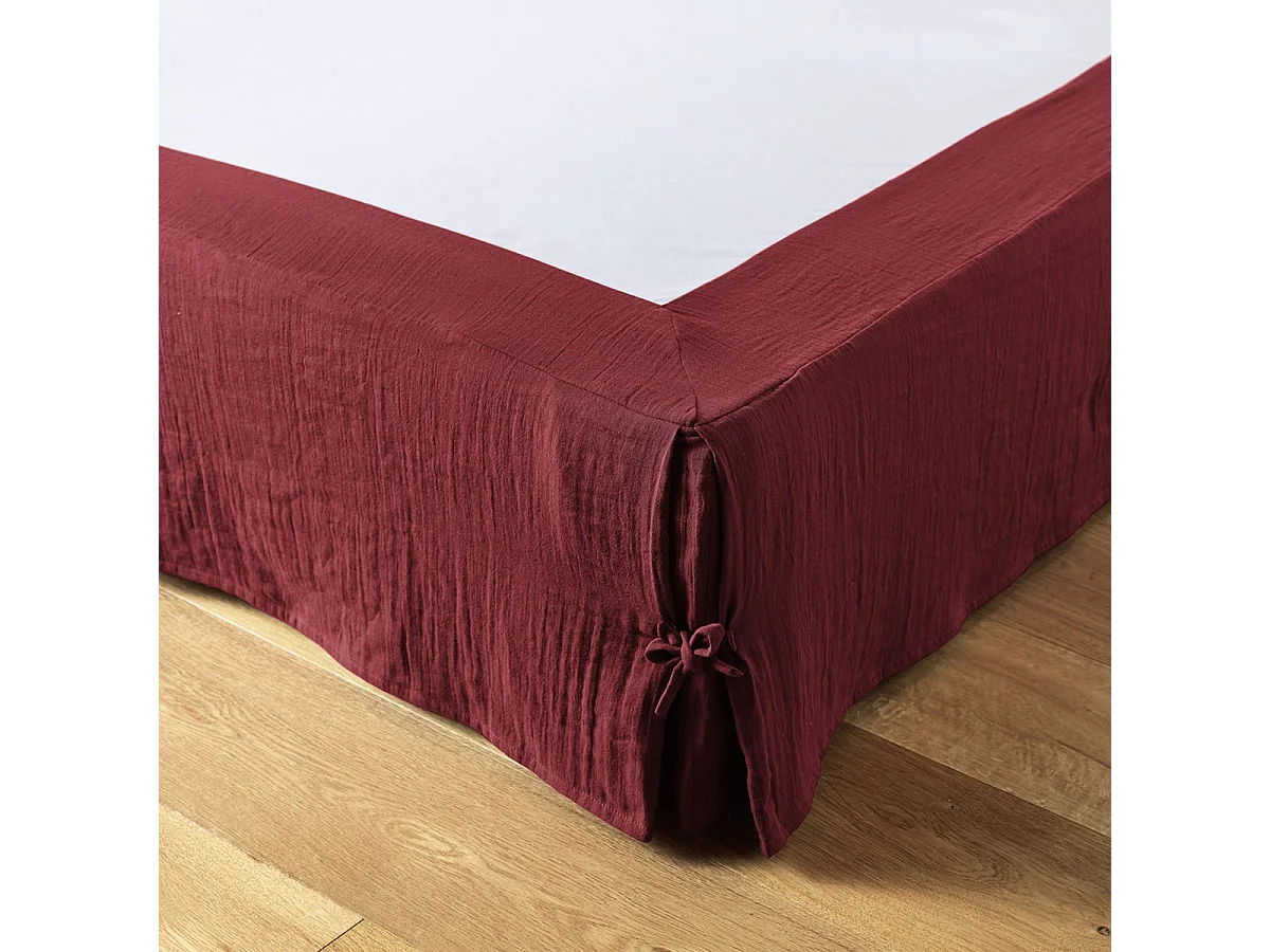 OUREA - Cache-Sommier à Nouettes 160x200cm Gaze de Coton Lie de Vin