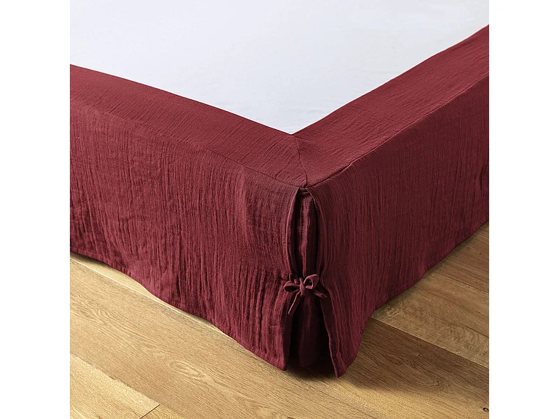 OUREA - Cache-Sommier à Nouettes 160x200cm Gaze de Coton Lie de Vin