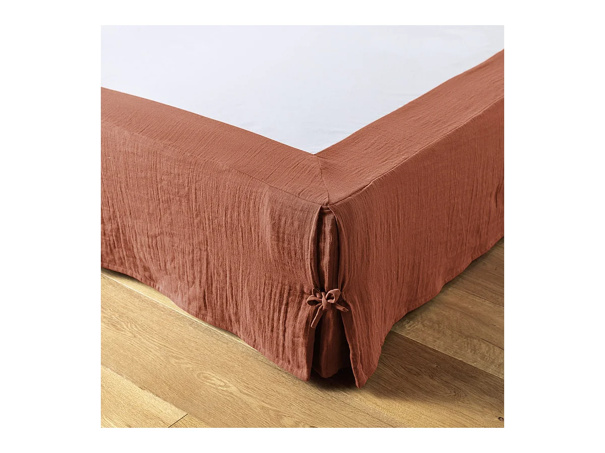 OUREA - Cache-Sommier à Nouettes 140x190cm Gaze de Coton Terracotta