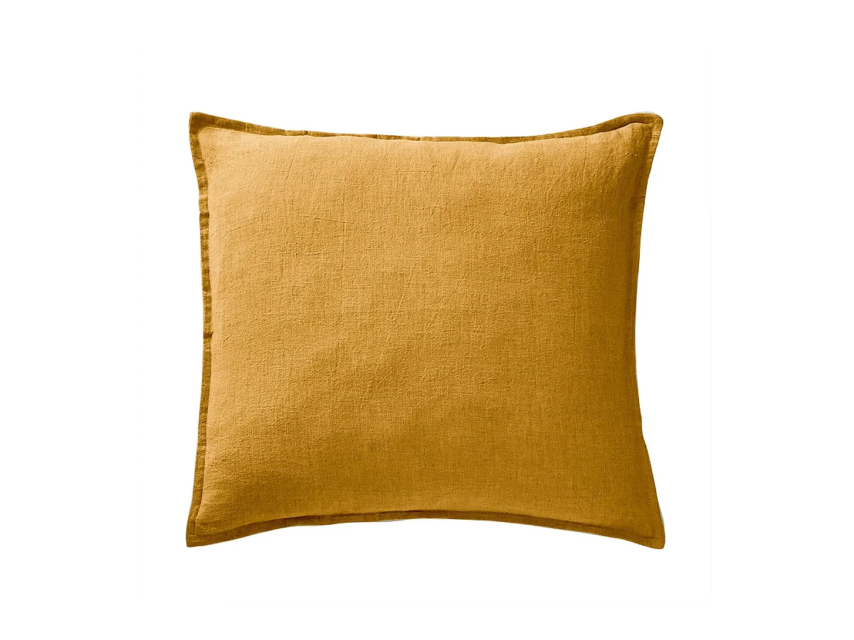 MARGAUX - Taie d'Oreiller 60x60cm Lin Lavé Coloris Miel