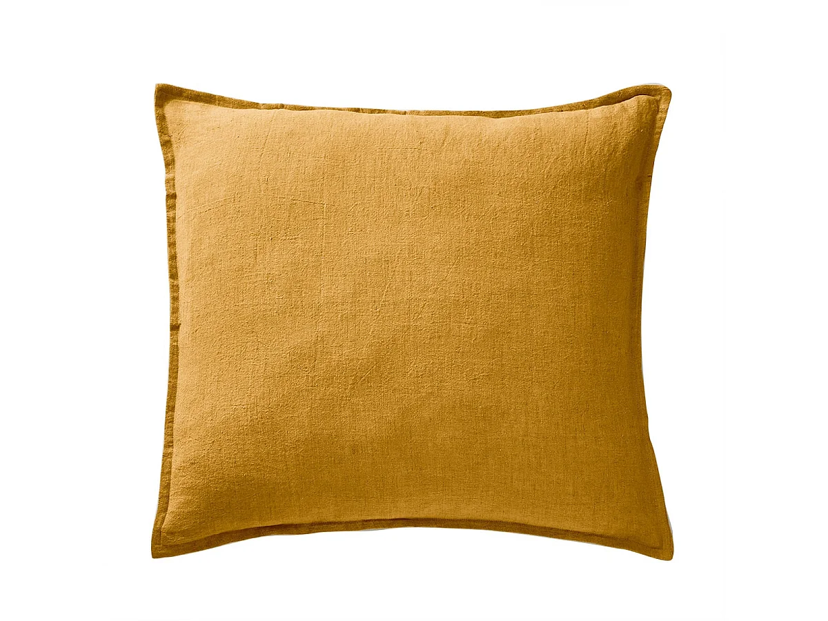 MARGAUX - Taie d'Oreiller 60x60cm Lin Lavé Coloris Miel