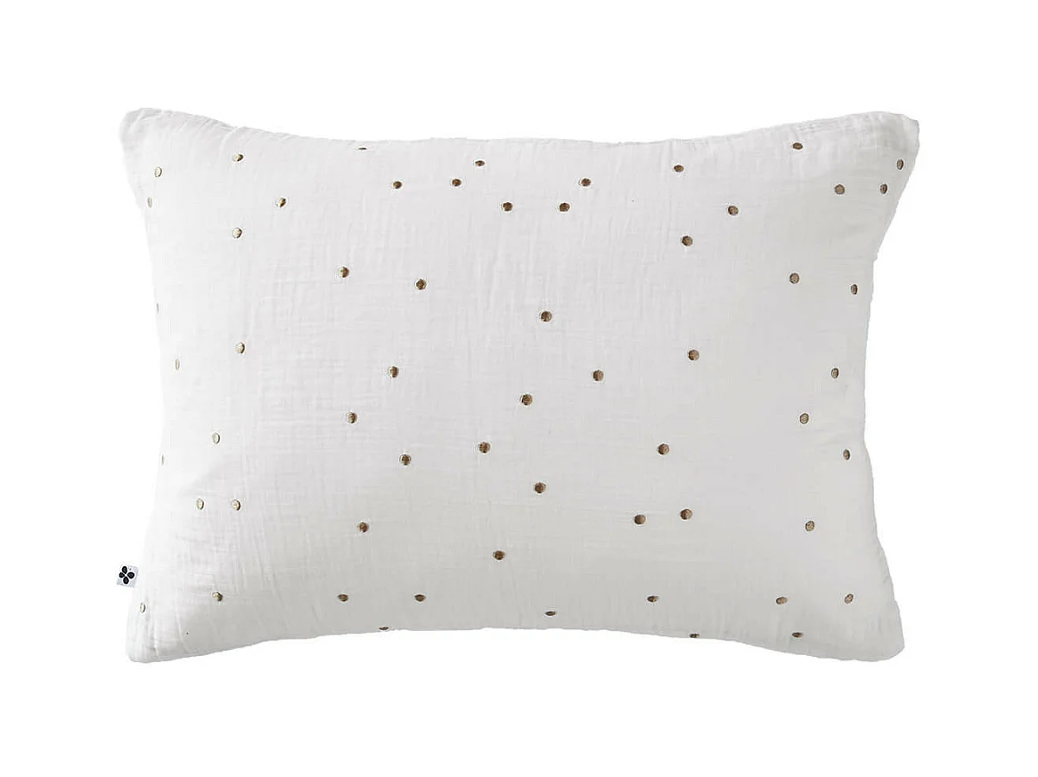 OUREA MOTIF - Taie d'Oreiller 50x70cm Gaze de Coton Chantilly à Pois Dorés