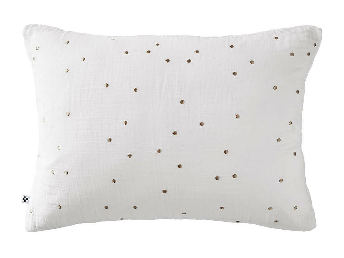 OUREA MOTIF - Taie d'Oreiller 50x70cm Gaze de Coton Chantilly à Pois Dorés