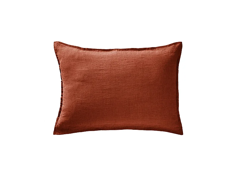MARGAUX - Taie d'Oreiller 50x70cm Lin Lavé Coloris Paprika