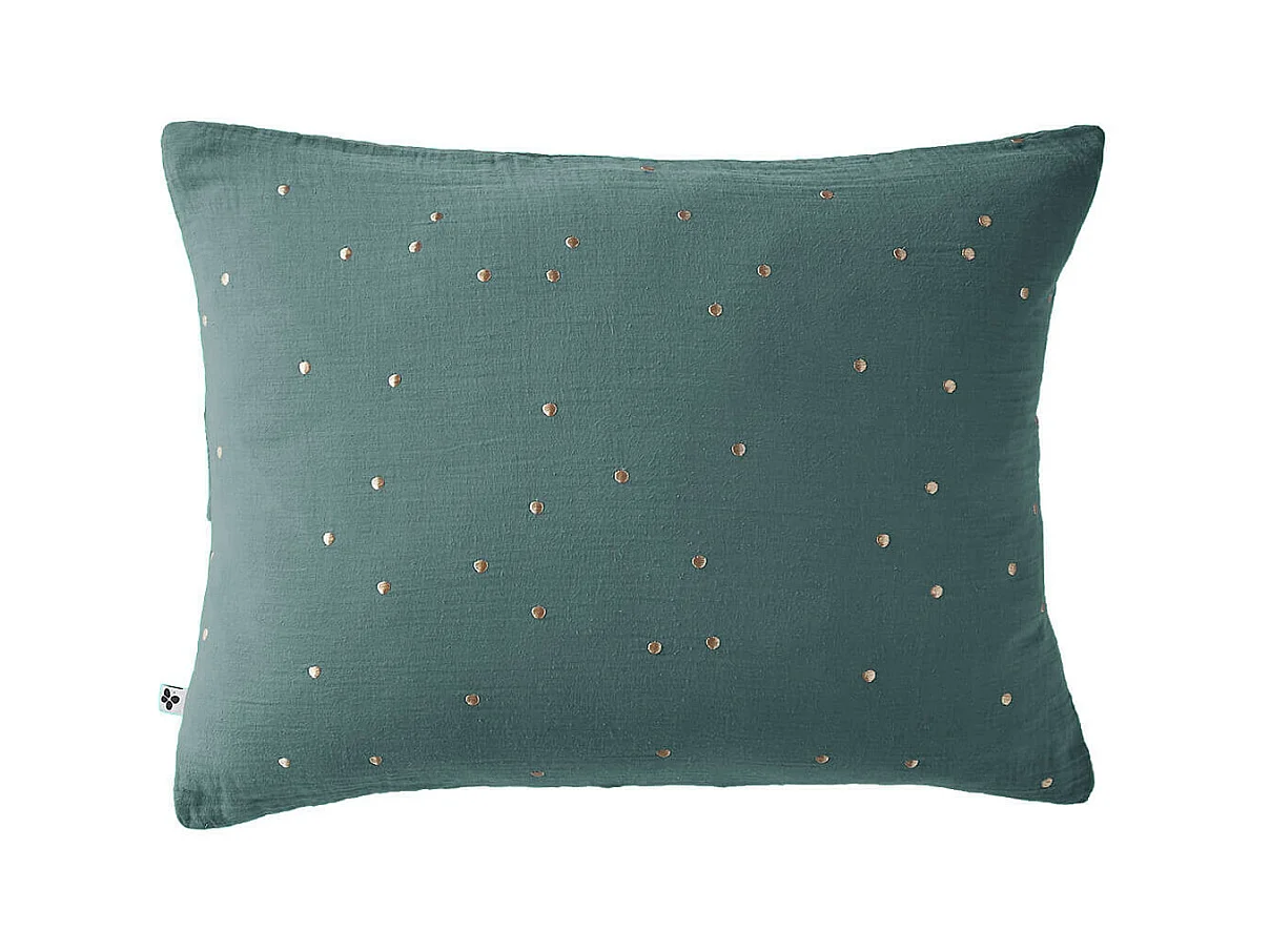 OUREA MOTIF - Taie d'Oreiller 50x70cm Gaze de Coton Canard à Pois Dorés