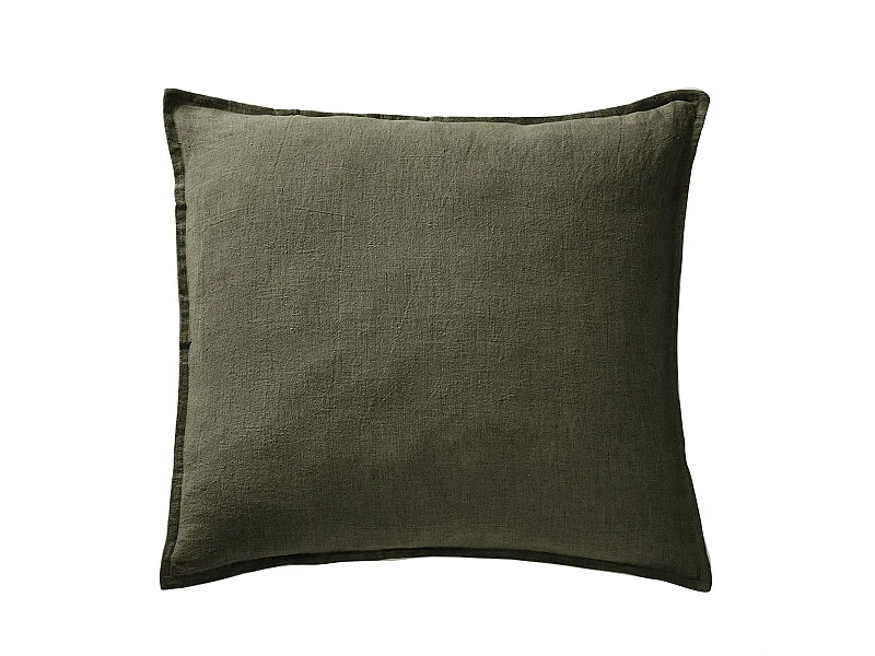 MARGAUX - Taie d'Oreiller 60x60cm Lin Lavé Coloris Thym