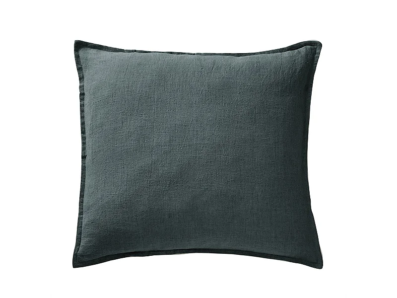 MARGAUX - Taie d'Oreiller 60x60cm Lin Lavé Coloris Ardoise