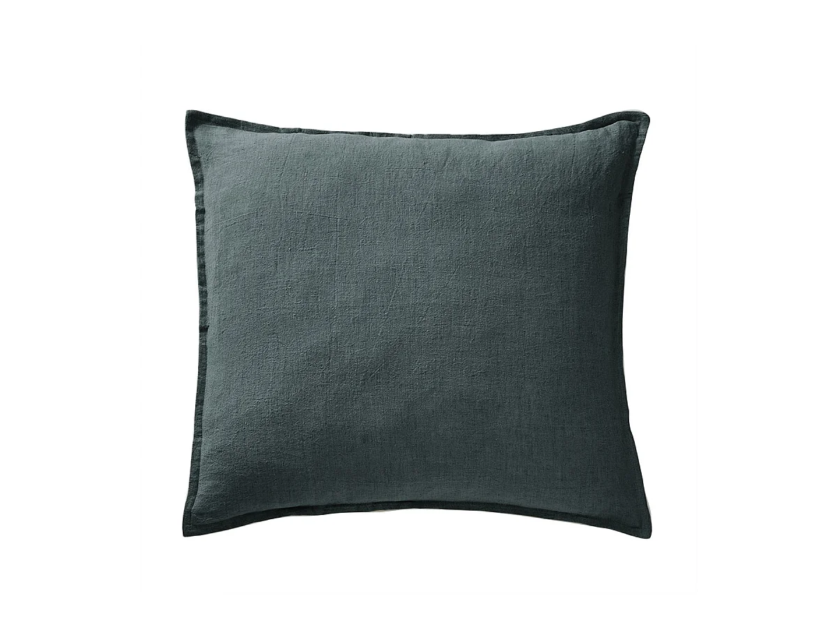 MARGAUX - Taie d'Oreiller 60x60cm Lin Lavé Coloris Ardoise