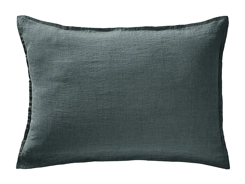 MARGAUX - Taie d'Oreiller 50x70cm Lin Lavé Coloris Ardoise