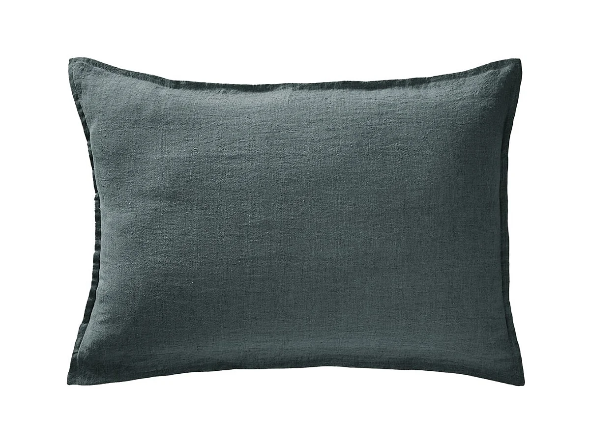 MARGAUX - Taie d'Oreiller 50x70cm Lin Lavé Coloris Ardoise