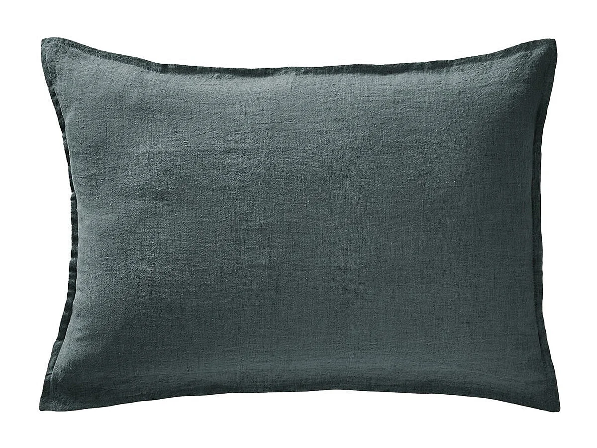 MARGAUX - Taie d'Oreiller 50x70cm Lin Lavé Coloris Ardoise