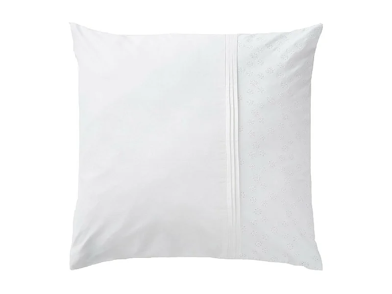 POLA - Taie d'Oreiller 63x63cm Coton Coloris Coco avec Détails Ajourés
