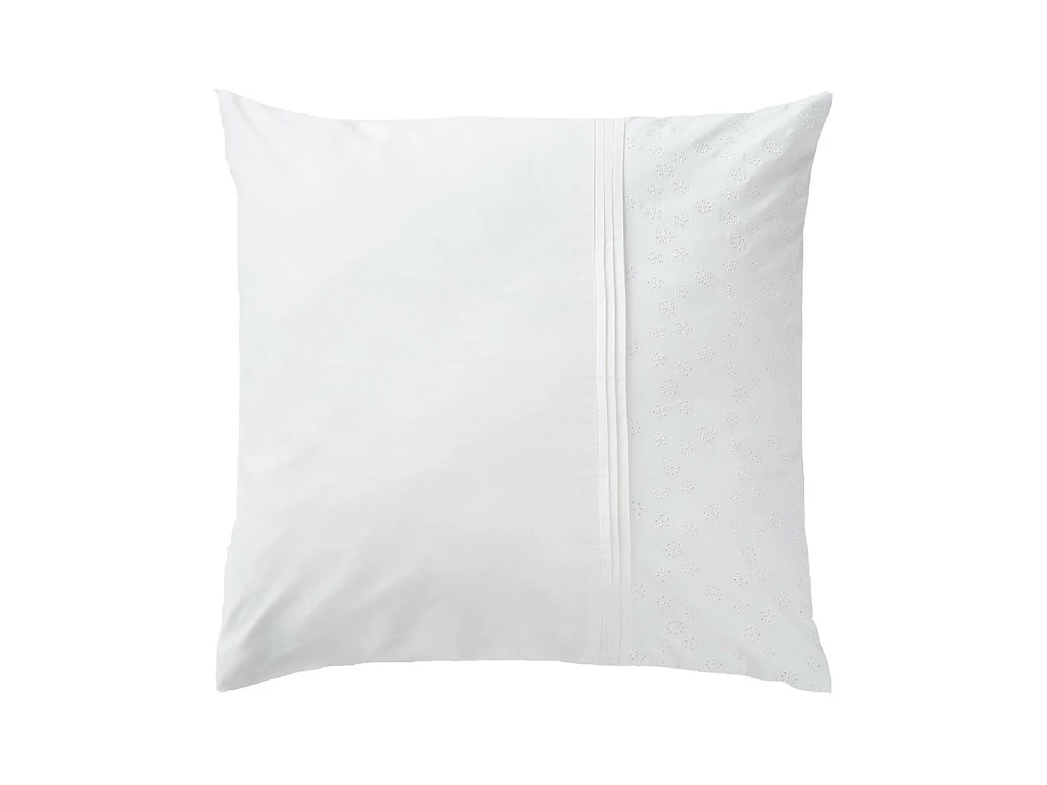 POLA - Taie d'Oreiller 63x63cm Coton Coloris Coco avec Détails Ajourés